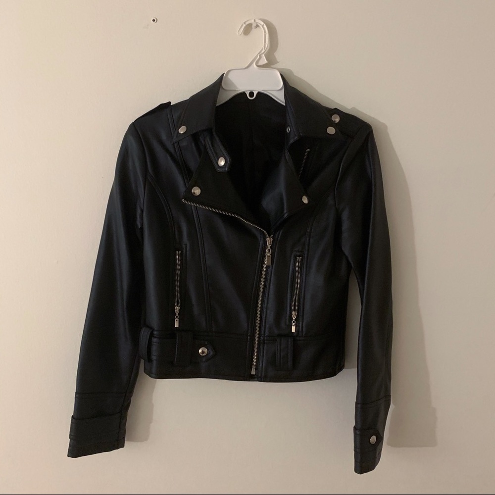 Vegan leather moto jacket